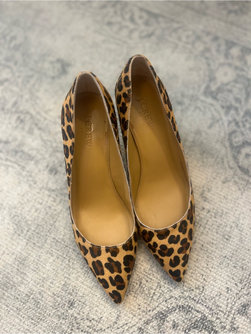J. Crew Leopard-Print Pointed Pumps in Tan and Black